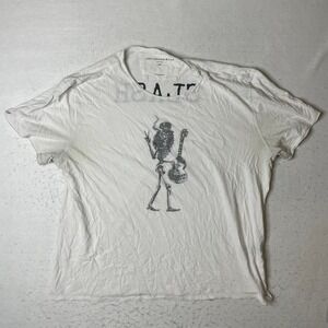 John Varvatos USA Skeleton Guitar Print T Shirt XXL White Made in Peru